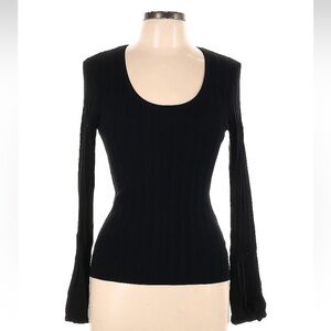 White House Black Market, Black Bell Sleeve Top Size Large